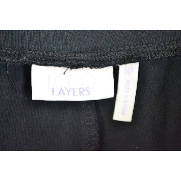 Logo Layers Women's Medium Petite Black Capris - Picture 2 of 12